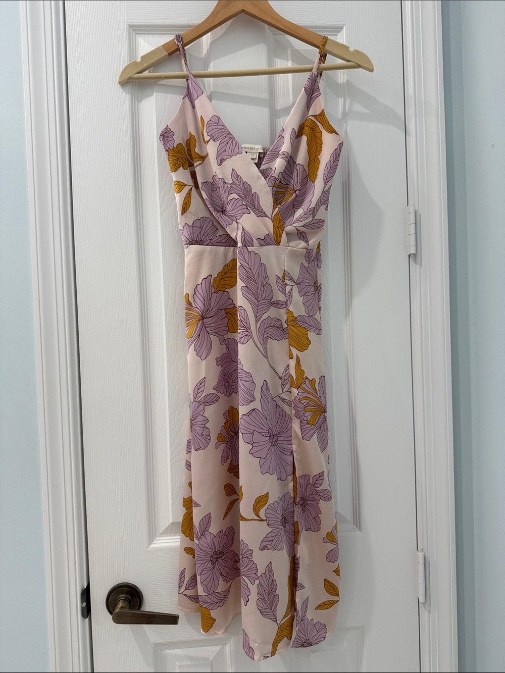 Midi Slip Dress with Lilac and Mustard Floral Print